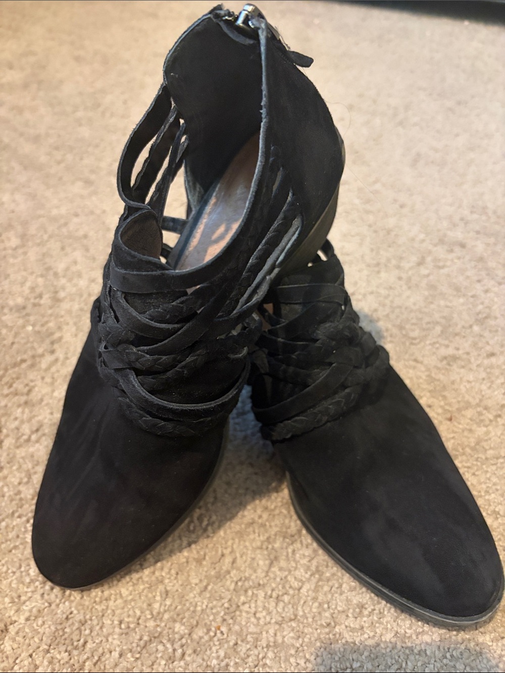 Women's Black Suede Caslon Strappy Ankle Boots, size 8-8.5